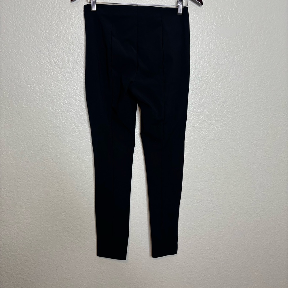 Theory Slit Stretch Scuba Kenett Black Legging Pants Size 4 - Picture 9 of 10
